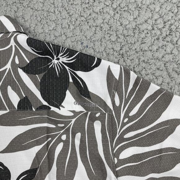 Quiksilver Waterman Button Shirt Mens L Shonan Hawaiian Palm Tencel Comfort Fit - Picture 7 of 8